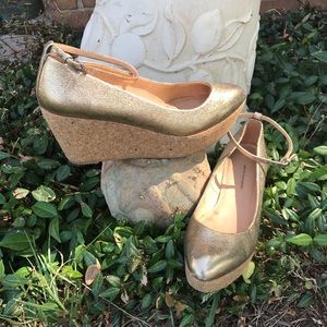 Pilco and Letterpress Gold Cork Wedges
